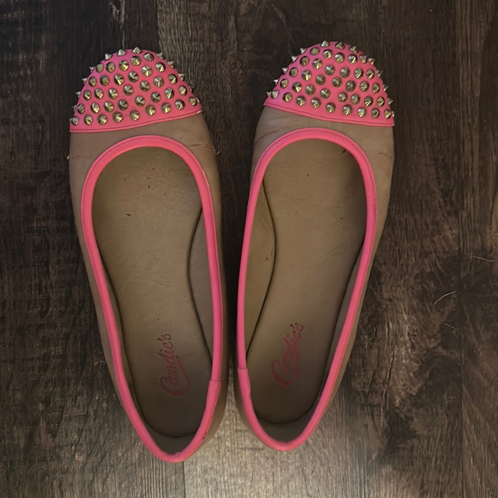 Candies hot pink studded flats